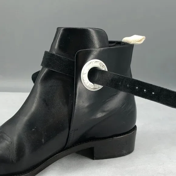 Acne Studios Women’s Black Leather Ankle Boots Size 37 - Picture 7 of 10